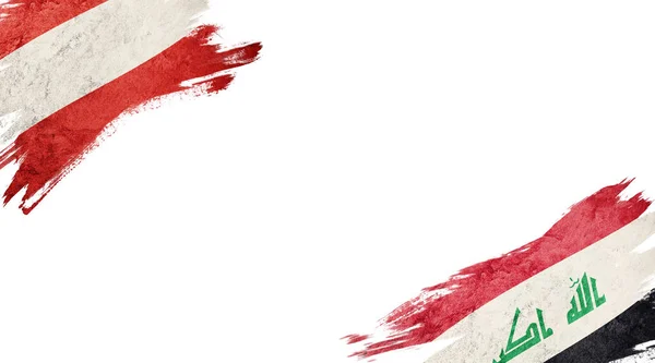 Bandeiras da Áustria e do Iraque em fundo branco — Fotografia de Stock